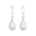 wholesale S925 Silver Fashion European and American Brushed Matte Textured Teardrop Minimalist Commute Versatile Ear Hook Earrings-0-4