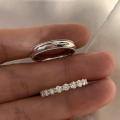 wholesale S925 Sterling Silver Minimalist Versatile Romantic Couple's Proposal Stackable Ring Full Circle Row of Diamonds Ring for Men and Women with Diamond Accents-0-4