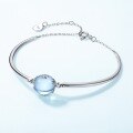 wholesale S925 Sterling Silver Fashion Minimalist Geometric Sky Blue Topaz Bracelet for Women, Niche Luxury Style Jewelry Wholesale-0-1