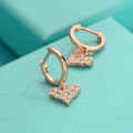 wholesale S925 Sterling Silver Rose Gold Moissanite Heart Earrings, Light Luxury Fashion Elegant Wholesale Pendant Earrings for Women-0-1