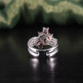 wholesale S925 Sterling Silver Unique Double Ring with Natural Garnet Gemstone Cross-Border New Style-0-2