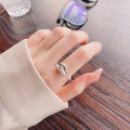 wholesale S925 Sterling Silver Creative Unique Design Geometric Irregular Open Ring Small Niche Women's Index Finger Ring-0-2