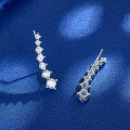 wholesale S925 Sterling Silver Zirconia Row Ear Cuff, Fashionable Minimalist Versatile Elegant Cartilage Ear Clip-0-2