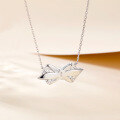 wholesale S925 Silver New Pure Silver Bow Necklace High-end European and American Pendant Wholesale-0-2