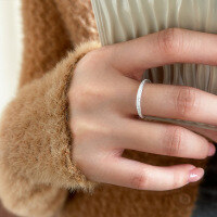 wholesale 990 Sterling Silver Women's Internet Celebrity Custom Plain Circle Ring Simple and Stylish Round Elegant Live Streaming Bestseller R02842-990 Pure Silver Ring>Adjustable opening