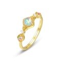 wholesale S925 Sterling Silver Gold-Plated New Japanese and Korean Fashionable and Unique Synthetic Opal Ring for Women, Dropshipping-0-5