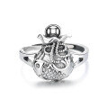 wholesale S925 Sterling Silver Retro Lucky Bag Design Coin "Every Year There is Fish" Good Meaning New Year Gift Adjustable Ring-0-6