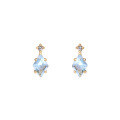 wholesale S925 Silver Plated 14K Gold, Geometric Rhombus Sky Blue Topaz Earrings for Fashionable Commuting, Minimalist Style-0-4