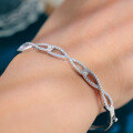 wholesale 925 Sterling Silver Infinity Symbol Diamond Inlaid Bracelet for Women, Fashionable and Elegant Closed Bangle Customization-0-0