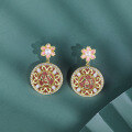 wholesale S925 Sterling Silver Ethnic Style Earrings with Floral and Rabbit Motifs, Premium Ins Aesthetic Christmas Luxury Accessories for Wholesale-0-2