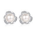 wholesale S925 Sterling Silver Moissanite Earrings with Freshwater Pearls, Women's Light Luxury Minimalist Korean-style Earrings, Ready for Wholesale-0-4