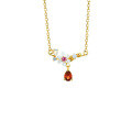wholesale 925 Sterling Silver Natural Shell Flower Drop Moissanite Garnet Necklace Collarbone Chain Women's Jewelry for Dropshipping-0-1