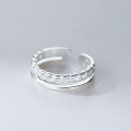 wholesale S925 Sterling Silver Fresh Sweet Ins Style Niche Design Exquisite Chain Double-Layer Ring R02784-0-3