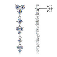Sterling Silver Square Moissanite Stud Earrings for Women-Style X [Clearance Sale with Free Shipping] White Gold  925 Silver
