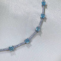 wholesale Metal material: S925 silver Zhuo Zhifan new imported high-carbon diamond 5*5 aqua diamond ice flower cut bracelet for women, simple and elegant-0-1