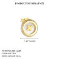 wholesale S925 Sterling Silver Round Vintage Button Earrings With Inlaid White Shell, Luxury Advanced Style, Cross-border Wholesale-0-11
