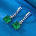 wholesale 925 Silver Plated ZHUOZHFAN Jewelry 10*10mm Simulated Emerald Cut Full Diamond Extravagant Retro Square Earrings Ear Drops-0-1