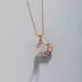 wholesale S925 sterling silver 1284 Korean version ins niche design minimalist elegant versatile rose texture necklace collarbone chain-0-1