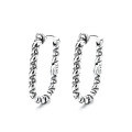 wholesale S925 silver patterned square hoop large earrings with skull ear clips, retro minimalist ins trendy design earrings-0-5