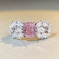 wholesale S925 Sterling Silver Rhodium Plated Pink Diamond Ring Women's-0-3