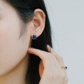 wholesale S925 Silver New Japanese Lapis Lazuli Earrings Retro Geometric Shape Women's Versatile Vine Earrings-0-1