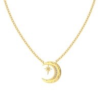 wholesale S925 Sterling Silver Popular Cross-Border Women's Necklace, Advanced and Exquisite Star and Moon Pendant Design, Versatile Crescent Collarbone Chain-Gold DY190914-SG-WH 925 silver