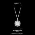 Sterling Silver Diamond-Inlaid Eight Treasures Compass Pendant Necklace-0-4