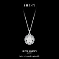Sterling Silver Diamond-Inlaid Eight Treasures Compass Pendant Necklace-S925 Sterling Silver YD2-0216B 925 Silver