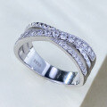 wholesale S925 Silver Korean-style New Moebius Design Row of Zircon Inlaid Fashion Ring-0-1