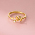 wholesale S925 Sterling Silver Fresh and Sweet Ins-style Niche Design Hollow Tulip Heart Ring R02838-0-3