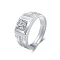wholesale S925 Sterling Silver Diamond-Inlaid Men's Hip-Hop Trendy Zircon Ring with Adjustable Open Design-0-4