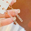 wholesale S925 sterling silver minimalist French-style luxury chain earrings for daily wear, versatile and trendy-0-2
