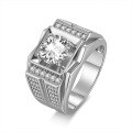 wholesale Plated with 925 Sterling Silver in White Gold, 2-Carat Moissanite Men's Ring, Imported Moissanite, Non-Tarnishing, Popular in Europe and America-0-4