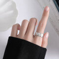wholesale S925 Sterling Silver Irregular Concave-convex Textured Ins-style Open Adjustable Ring-0-2