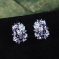 wholesale S925 Sterling Silver Luxury Floral Ear Clips with Natural Topaz and Crystal Gemstone Earrings for Women, In Stock-0-2