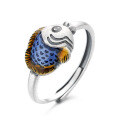 wholesale S925 Sterling Silver Vintage Matte Enamel Resin Little Koi Fish Ring, Year of Abundance Ring-0-6