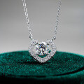 925 Sterling Silver Pendant with 1-Carat Moissanite Necklace, Geometric Heart-0-4