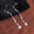 wholesale 9/10/14/18k Gold Minimalist High-Aesthetic Light Luxury Lab-Grown Diamond Studded Long Drop Earrings-0-1