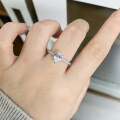 wholesale S925 Sterling Silver 1-Carat Pear-Shaped Moissanite Ring for Women, D Color VVS1 Classic Engagement Ring, Cross-Border Bestseller-0-3