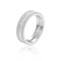 wholesale S925 luxurious wide-band zirconia inlaid rectangular imitation diamond full-stone ring, unisex, cross-border-Zircon Ring (Half Circle Stone)  US Size 5 (Domestic Size 11)