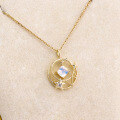 wholesale 9K gold jewelry wholesale source new trendy office wear luxury high-end moonstone moissanite pendant-0-2