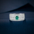 wholesale 925 Silver New Style 08ct 4*6mm Oval Cut Muzo Green Lab-Grown Emerald Olive Leaf Ring-0-3
