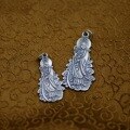 wholesale 990 Sterling Silver Retro Guanyin Bodhisattva Pendant, Solid Pure Silver Ethnic National Style Matte Sweater Chain Keychain-0-3