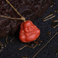wholesale 18K gold certified pendant with red agate laughing Buddha, jade Buddha, Maitreya pendant for women-0-6
