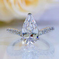wholesale Silver Wedding Ring for Women, 7*13 Teardrop Pear-Shaped High Carbon Diamond, Simulation Diamond Ring, Late-Tongue-Inspired Style-0-0