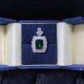 wholesale PT950 platinum-plated, S925 sterling silver emerald pendant with K gold closed-back craftsmanship, exquisite workmanship version, fully paved with diamonds, luxurious necklace-0-0