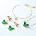 wholesale S925 Sterling Silver Japanese Korean Style Green Malachite Necklace, Bohemian Fresh and Elegant Butterfly Necklace and Bracelet Dual Wear-0-4