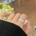 wholesale 925 Sterling Silver Geometric Inlaid Zircon Irregular Ring for Women, Ins Minimalist Style, Unique Niche Design Sense Ring-0-5