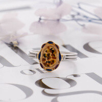 wholesale S925 silver electroplated two-tone ring with irregular design in niche retro style for jewelry wholesale-Irregular Ring Mido No. 8