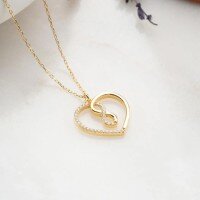 wholesale S925 Sterling Silver Red Elk All-Over Heart-shaped Necklace for Women with Zircon Inlaid Love Intertwined Pendant Minimalist Collarbone Chain-BX0503-Gold 925 Silver